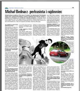 &quot;Michał Bednarz - perkusista i rajdowiec&quot; - Panorama Trzebnicka, listopad 2013