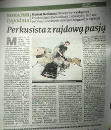 &quot;Perkusista z rajdową pasją&quot; - Artykuł o perkusiście Full-X Michale Bednarzu - &quot;Gazeta Wrocławska&quot; - listopad 2013. 
