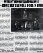 Relacja z koncertu w czasie trasy koncertowej Fool-X 2008. "Kurier Ziemi Ostrzeszowskiej", luty 2008
