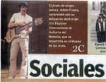&quot;La otra cara de la Guitarra&quot; strona tytułowa dziennika stanu Coahuila &quot;Sociales&quot; (Meksyk 2008, język hiszpański)