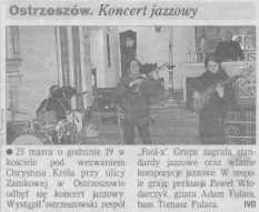 Gazeta Poznańska (27.03.2001), pierwszy koncert Fool-X z nowym, instrumentalnym, improwizowanym materiałem. Koncert zorganizował ś. p. ks. kanonik Zdzisław Sobierajski.