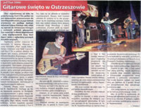 &quot;Gitarowe Święto w Ostrzeszowie&quot; - relacja z koncertu: Marek Napiórkowski + Fool-X trio. &quot;Czas Ostrzeszowski&quot;, sierpień 2006.