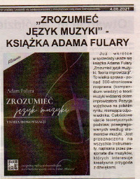 Zapowiedź premiery książki &quot;Zrozumieć język muzyki&quot; autorstwa Adama Fulary. Czas Ostrzeszowski, 4 sierpnia 2021.